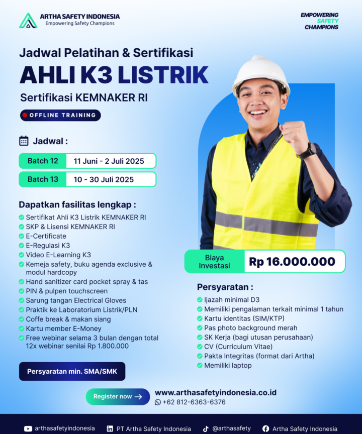 Ahli K3 Listrik Sertifikasi KEMNAKER RI