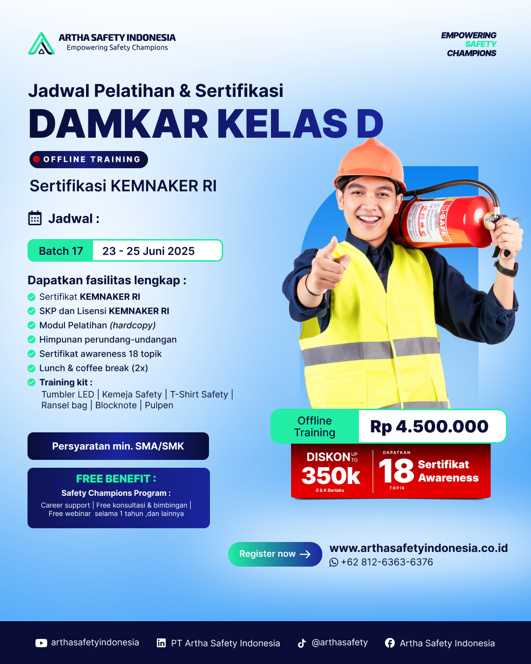 Petugas Peran Kebakaran Kelas D Sertifikasi KEMNAKER RI