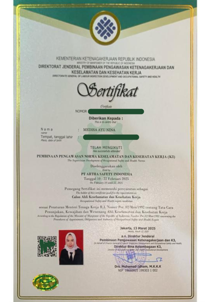 Sertifikat KEMNAKER RI